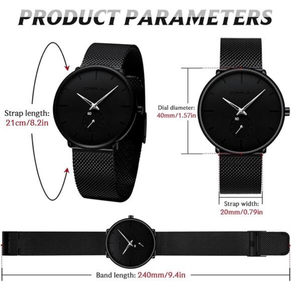Ultra-Thin Minimalist - Fashion Wrist Watch for Men Stainless Steel Mesh Band